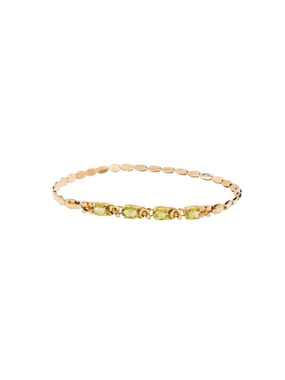 14K Yellow Gold Peridot August Birthday 7.5 Inch Link Bracelet